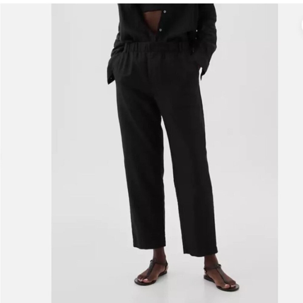NWT! Gap Black High Rise Linen-Cotton Pull-On Pants - Multiple🩷 - Picture 2 of 14